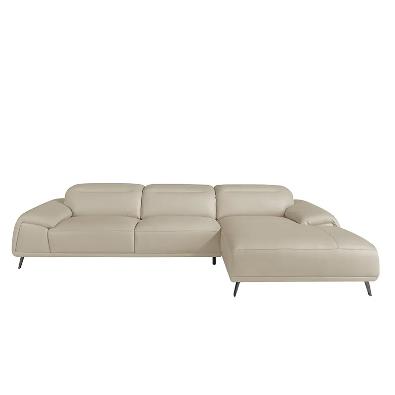 ANGEL CERDA Sofá chaise longue derecha piel vacuno gris taupe - Sofás sillones puffs