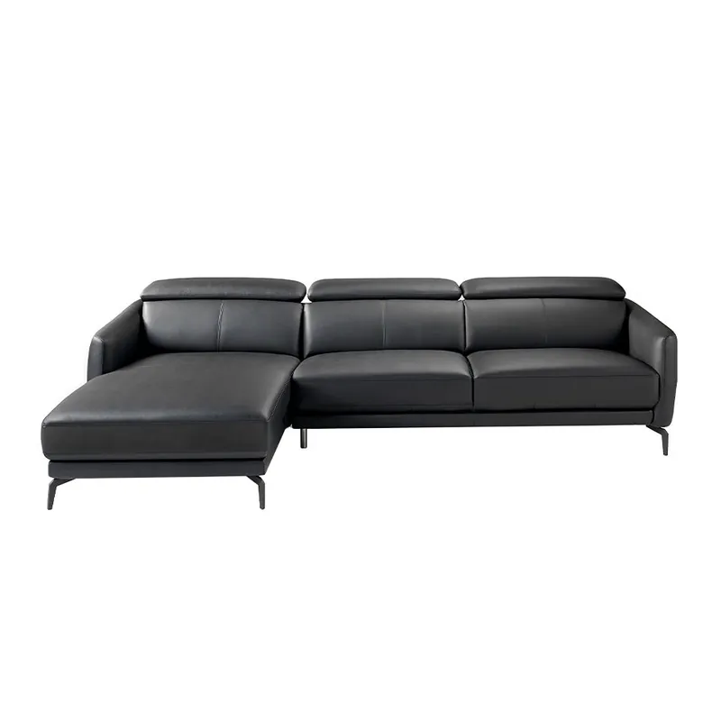 ANGEL CERDA Sofá chaise longue piel vacuno negro 94x283x174 cm - Sofás sillones puffs