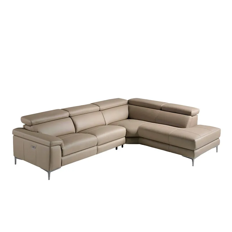 ANGEL CERDA Sofá rinconera piel vacuno mecanismos relax Beige - Sofás sillones puffs