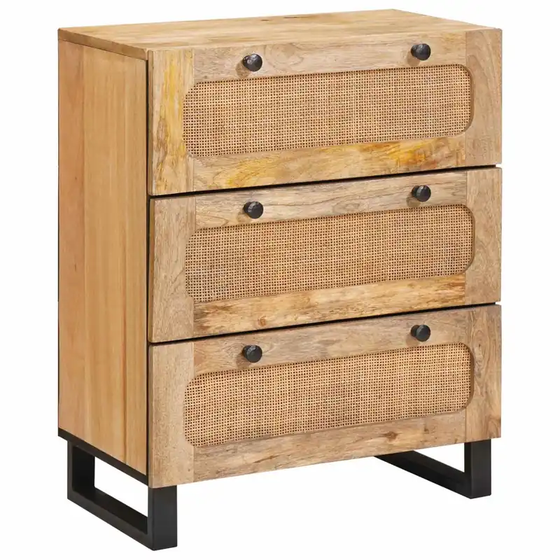 Aparador - Mueble de almacenamiento 2 pcs Marrón 60 x 33 x 75 cm Madera de mango maciza es18