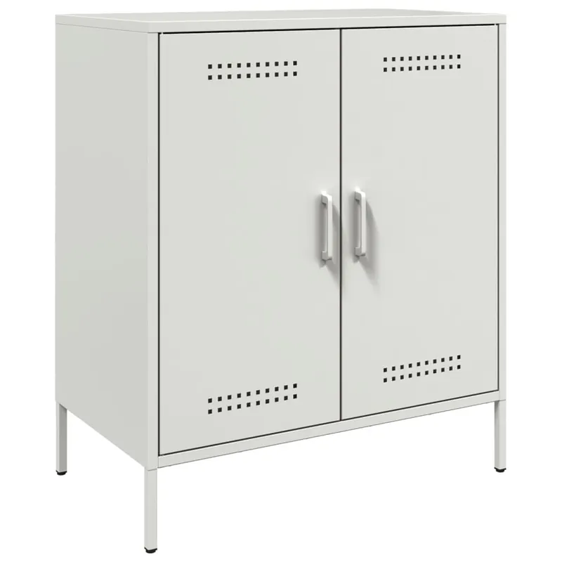 Aparador - Mueble de almacenamiento de acero blanco 68x39x79 cm es2231