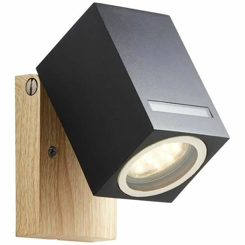 Aplique de Pared Brilliant Galeni Negro Natural Metal Cristal 20 W GU10 - Decoración
