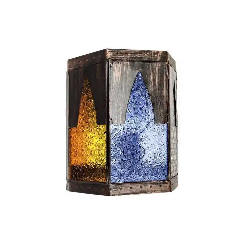 aplique pared metal color marron serie meknes 16.5cm - Decoración
