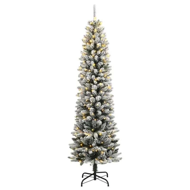 Árbol de Navidad artificial con 150 LEDs y nieve flocada 120 cm - Decoración