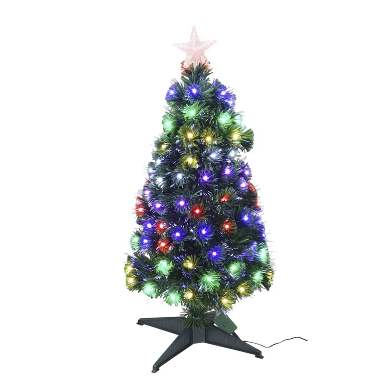 Well Home Árbol de Navidad de fibra óptica con 95 Luces LED RGB y 8 funciones de color H.90cm - Decoración