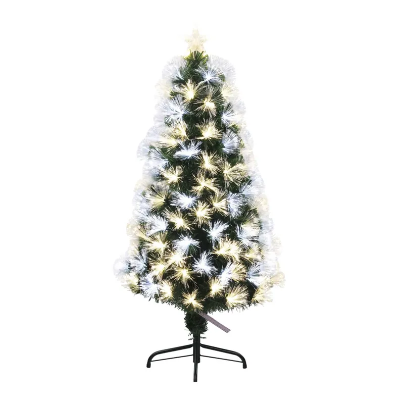 Well Home Árbol de Navidad de fibra óptica con 135 Luces LED Blanco y blanco cálido y 8 funciones de color H.120cm - Decoración