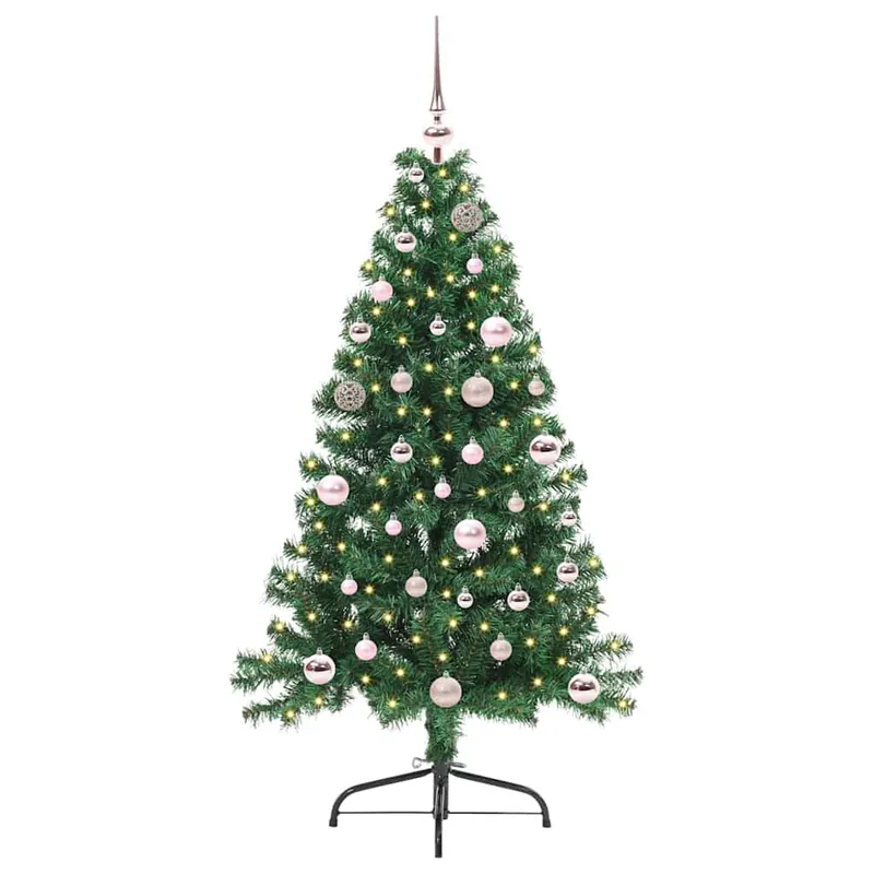 Árbol de Navidad - Árbol navideño Artificial Preiluminado Verde 150 cm PVC