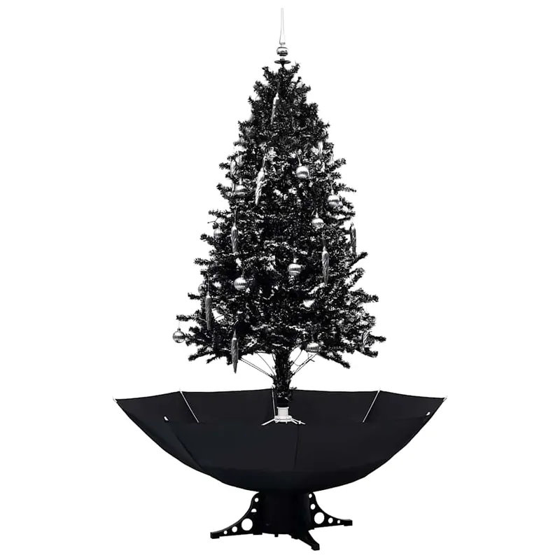 Árbol de Navidad - Árbol navideño con nieve y base de paraguas PVC negro 190 cm