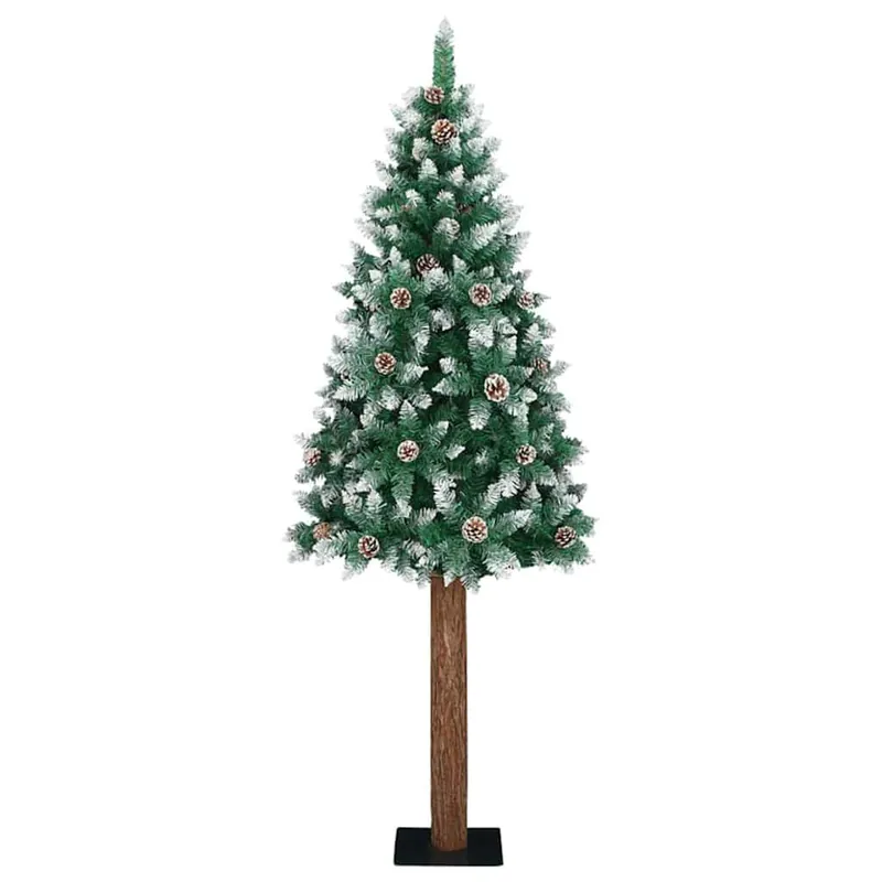 Árbol de Navidad - Árbol navideño Delgado con 300 LED con soporte Verde y 180 cm