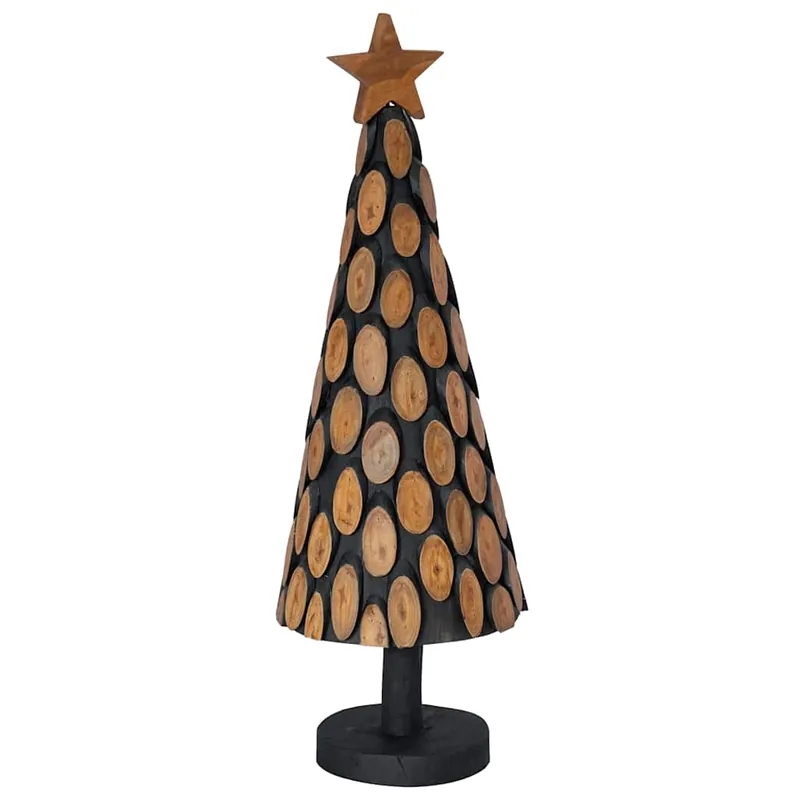 Árbol de Navidad - Árbol navideño con soporte Marrón 90 cm Madera de teca maciza