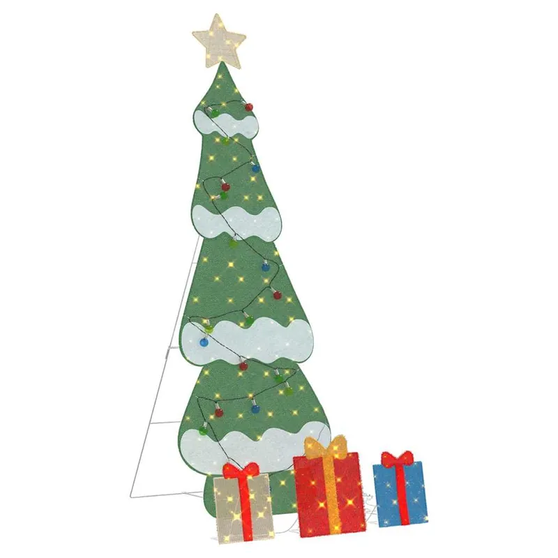 Árbol de Navidad - Árbol navideño iluminado con 3 cajas de regalo 2D blanca cálida