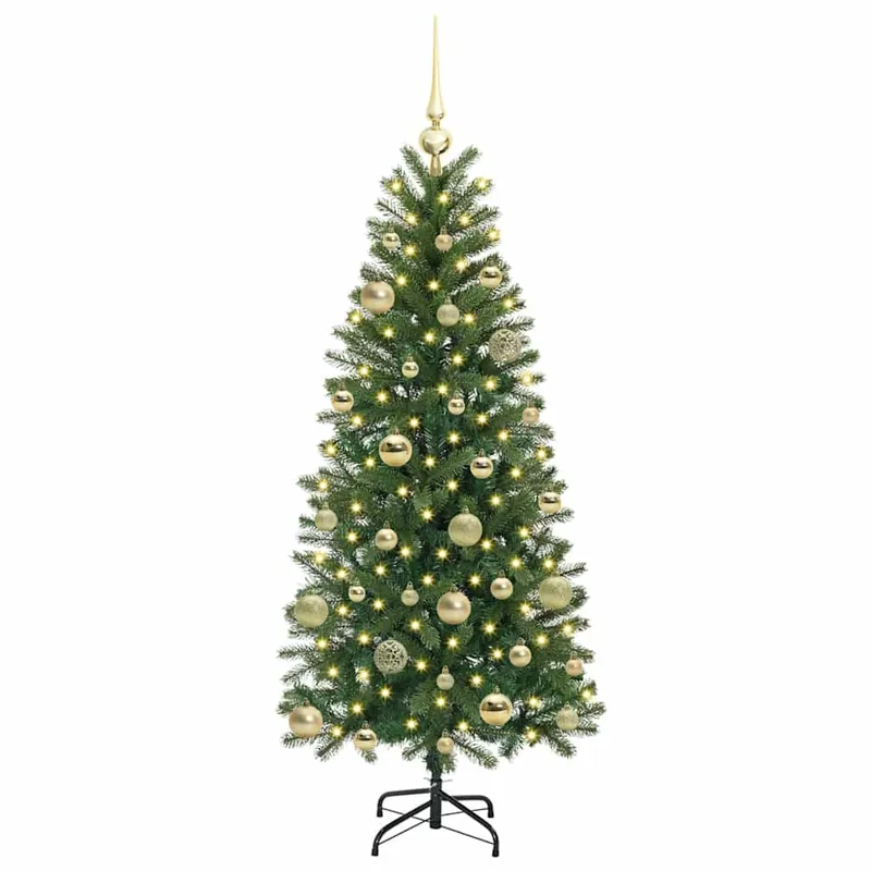 Árbol de Navidad - Árbol navideño artificial con 150 LED Verde 150 cm PE y PVC