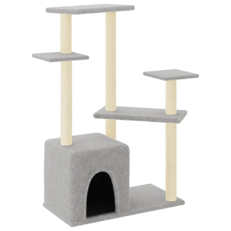 vidaXL Rascador para gatos con postes de sisal gris claro 107,5 cm - Jardín