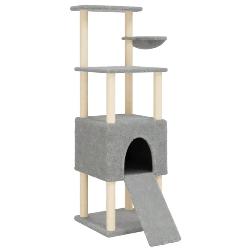 vidaXL Rascador para gatos con postes de sisal gris claro 153 cm - Jardín