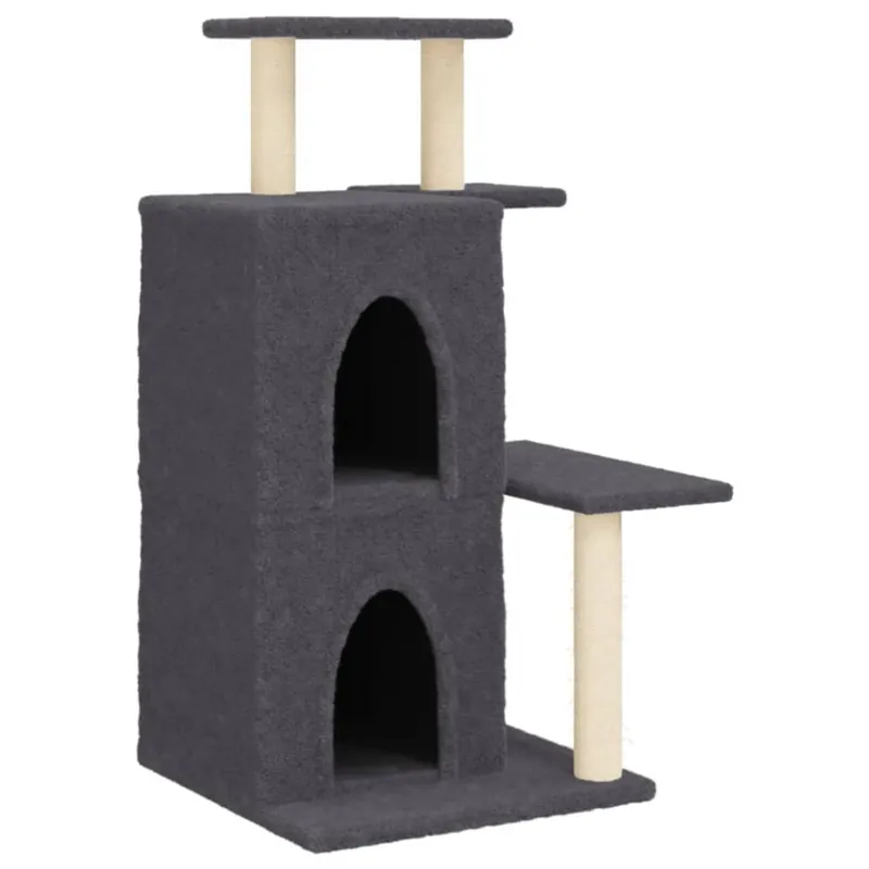 vidaXL Rascador para gatos con postes de sisal gris oscuro 97 cm - Jardín