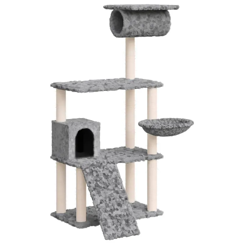 vidaXL Rascador para gatos con postes de sisal gris claro 131 cm - Jardín