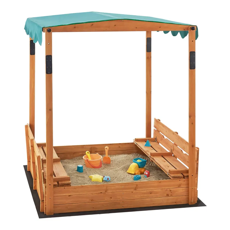 Arenero de madera Pitsunda polietileno 145 x 118 x 118 cm natural [en.casa] - Jardín