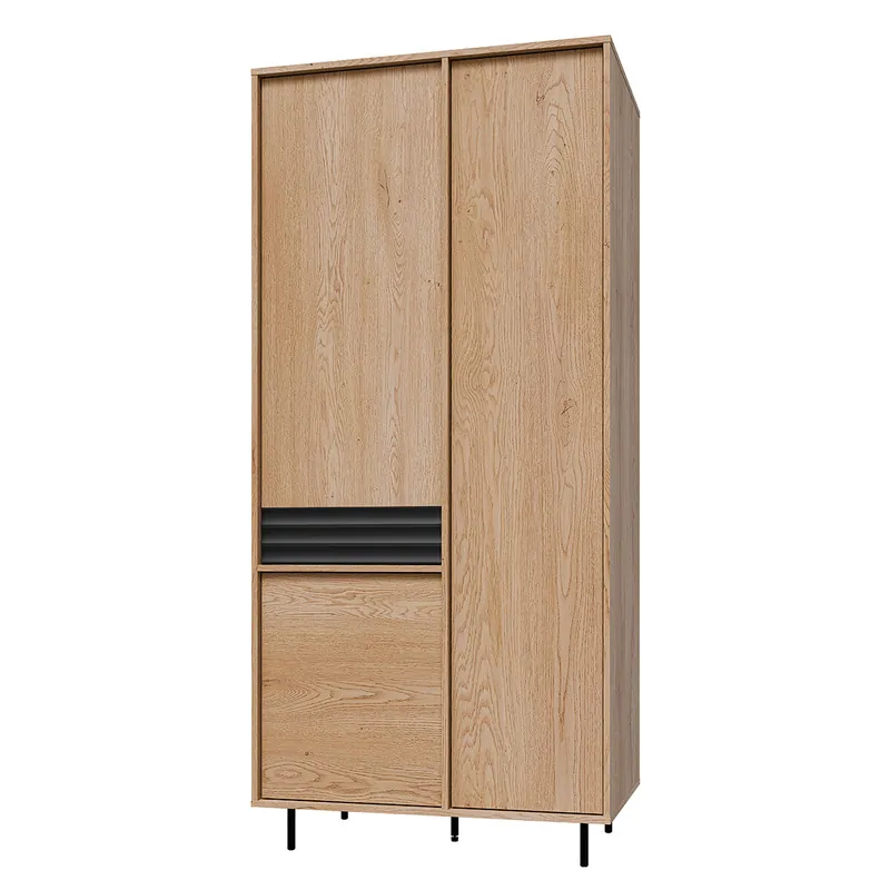 Armario 3 puertas Astra Madera y Negro - Muebles