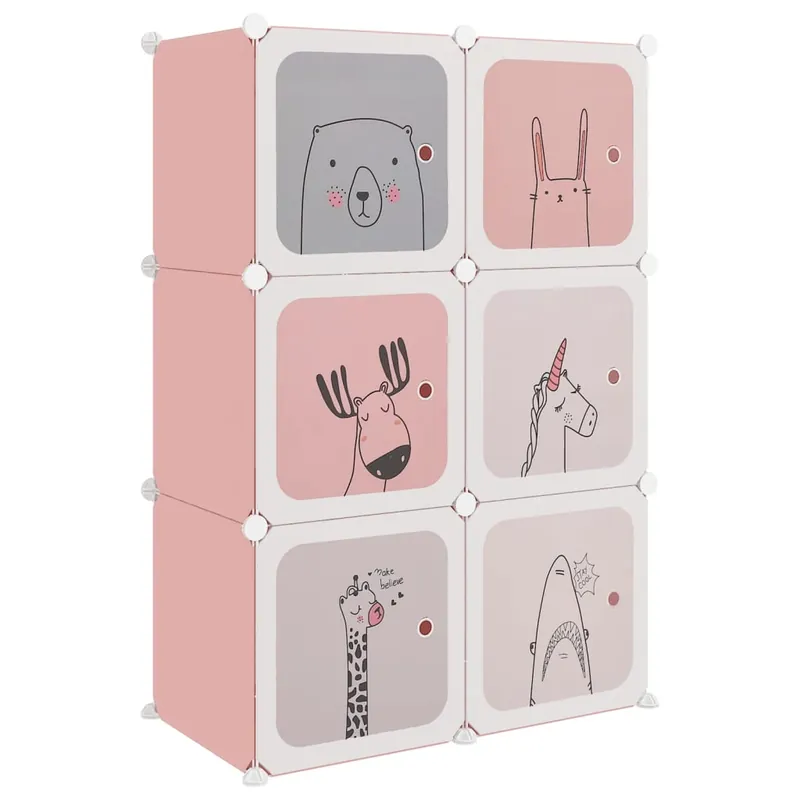 vidaXL Estantería infantil de cubos con 6 compartimentos rosa PP - Bebé