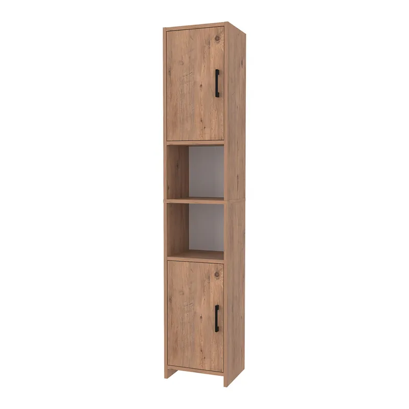 Armario alto Rautrina con 2 puertas aglomerado 180x35x30cm Efecto roble [en.casa] - Baño