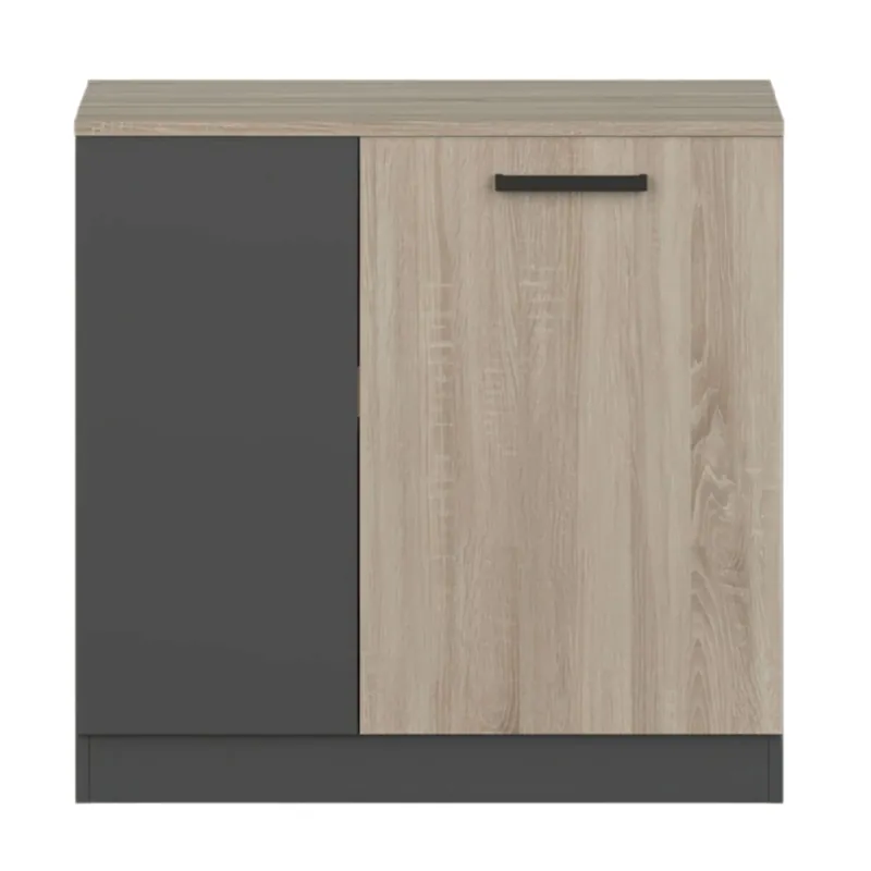 Armario de Oficina Bajo, Armario 2 Puertas, Multifuncional Oficina Nibis Roble Sonoma y Gris Antracita 80x78x40 cm - Muebles