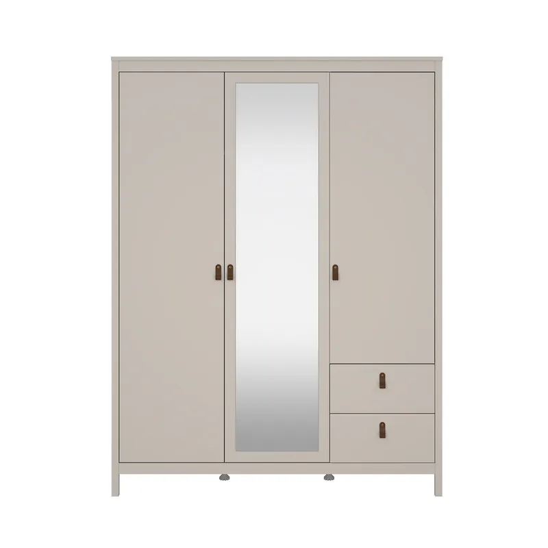 Armario 3 puertas (1 con espejo) y 2 cajones blanco L150 cm - BARCELONE