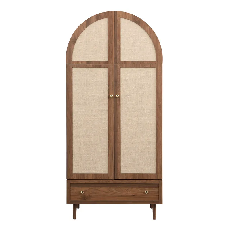 Armario de mdf con 2 puertas batientes y 1 cajón,nogal - Muebles