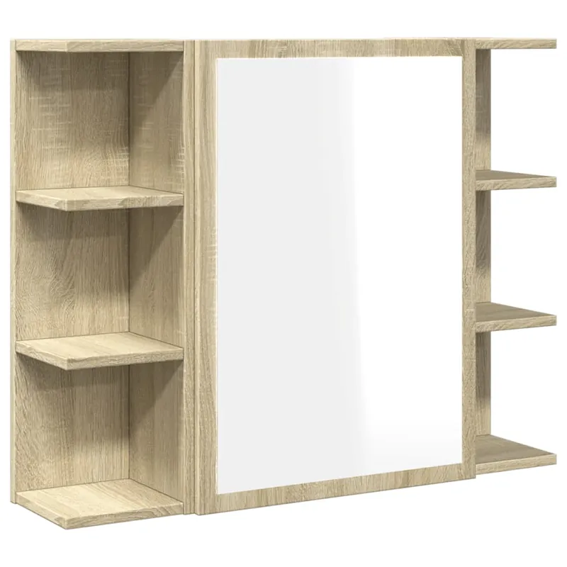 vidaXL Armario de espejo de baño madera contrachapada 80x20,5x64 cm