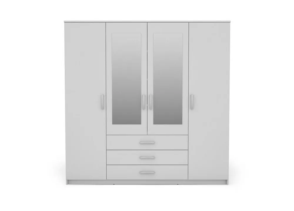 Armario DUNA 4 puertas batientes 2 espejos 200x200cm blanco - Muebles