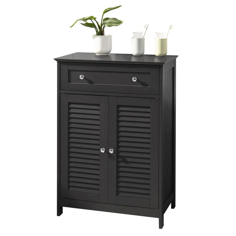 Mueble Auxiliar para baño, Armario de almacenaje Organizador para baño con 1 cajones y 2 Puerta Gris FRG238-DG SoBuy