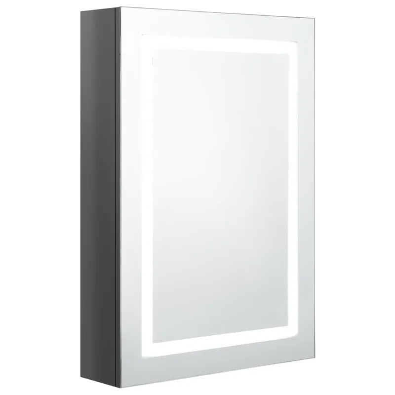 vidaXL Armario de baño con espejo LED blanco brillante 50x13x70 cm