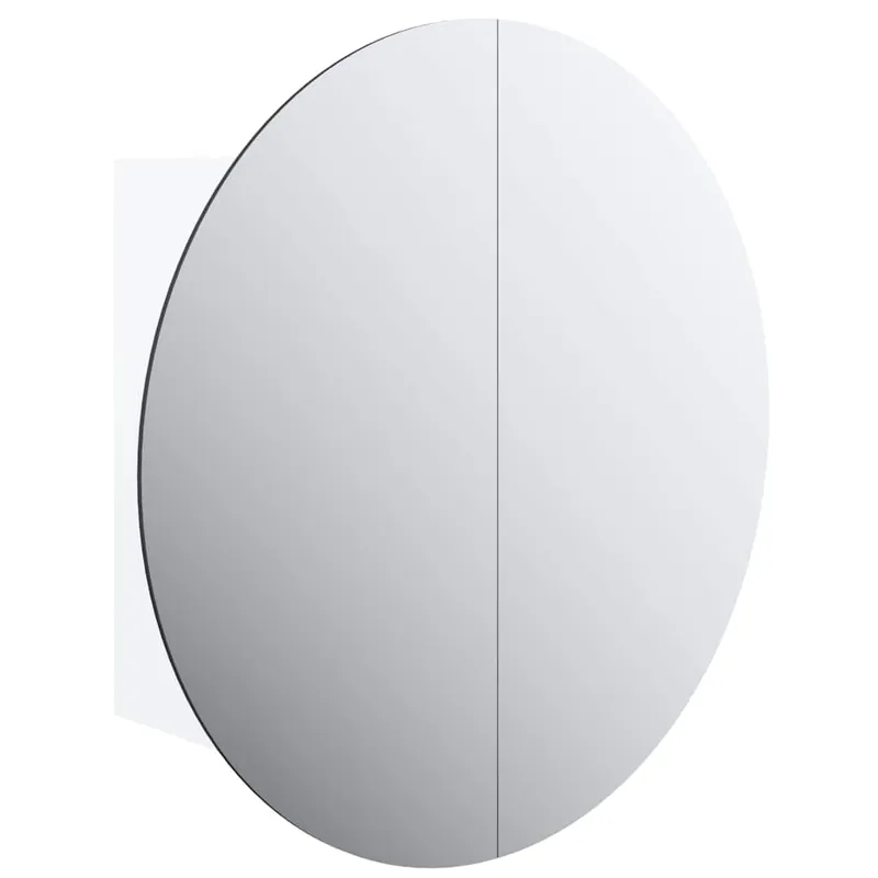 vidaXL Armario de baño con espejo redondo y LED gris 40x40x17,5 cm