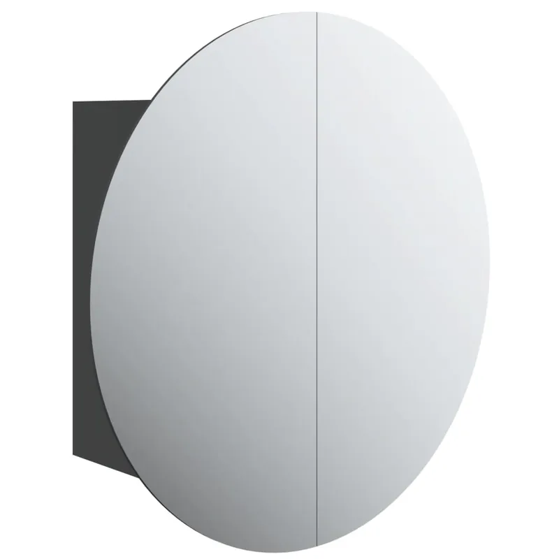 vidaXL Armario de baño con espejo redondo y LED gris 47x47x17,5 cm