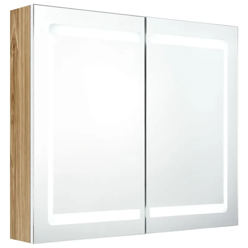 vidaXL Armario de baño con espejo LED gris hormigón 80x12x68 cm