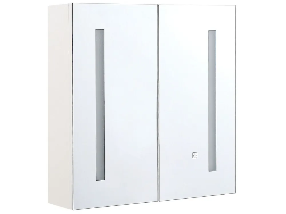 Armario con espejo de pared para baño LED CHABUNCO 60 cm 60 cm Blanco