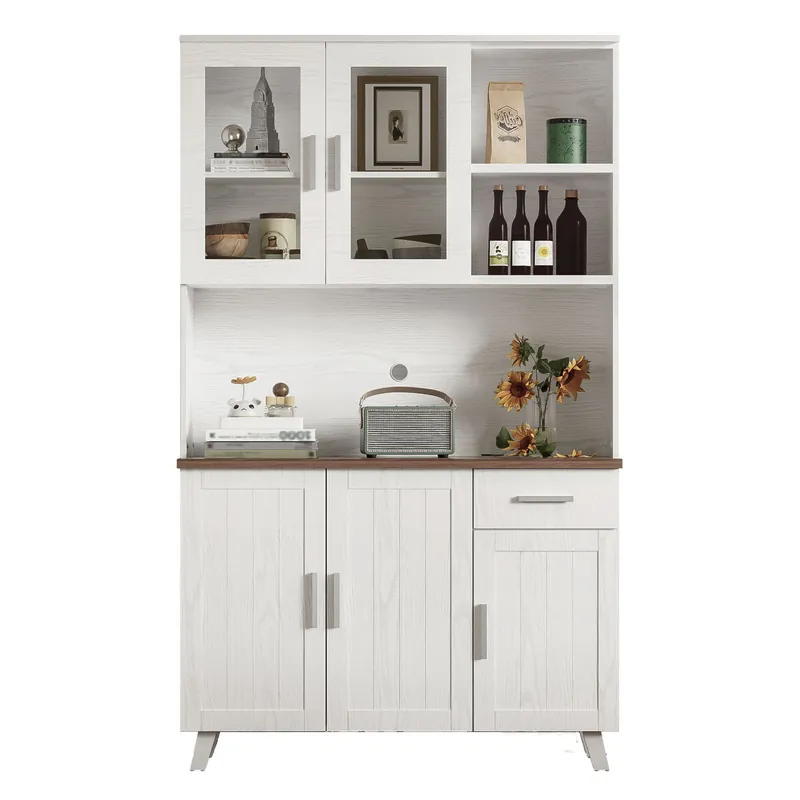 Armario de cocina de panel de partículas con 5 puertas,1 cajón y compartimento,blanco - Muebles