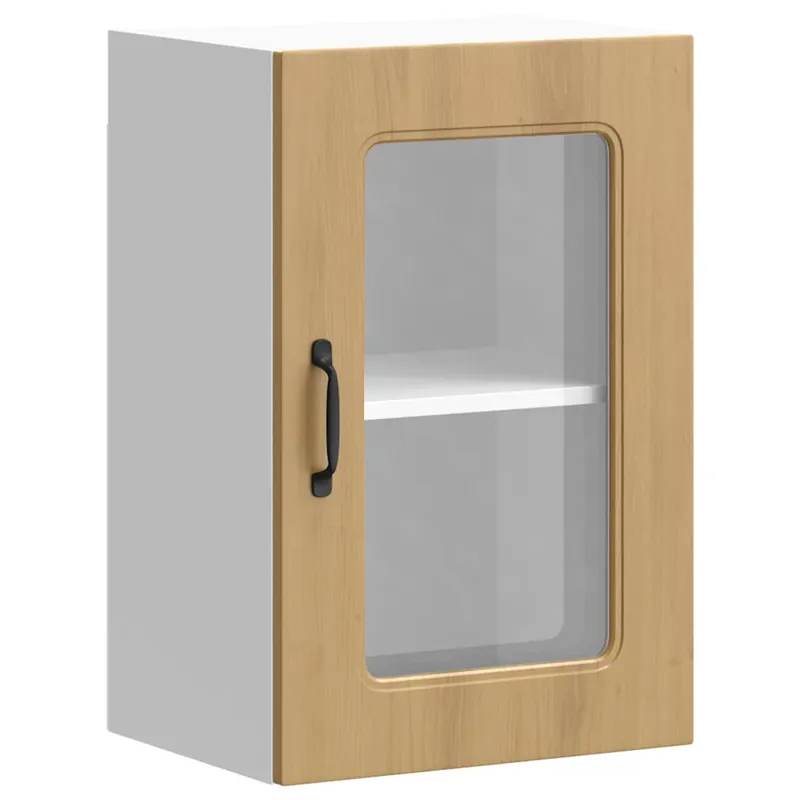 Armario de cocina de pared - Mueble cocina con puerta de cristal roble artesanal madera de ingeniería