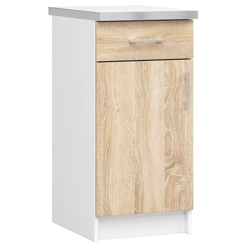 Armario de cocina S40 D1SZ1 con encimera Lima Blanco 40 cm 1 puerta 1 cajón frente en color Roble Sonoma 2 estantes 40x44,5x82 cm - Muebles