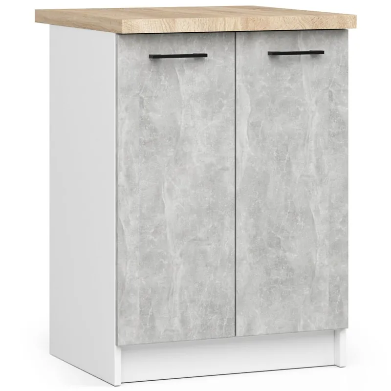 Armario de cocina AKORD S60 con encimera OLIWIA Blanco 60 cm 2 puertas frente en color Blanco 2 estantes 60x46x85 cm - Muebles