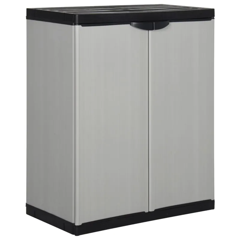 vidaXL Armario de jardín con 1 estante gris y negro 68x40x85 cm