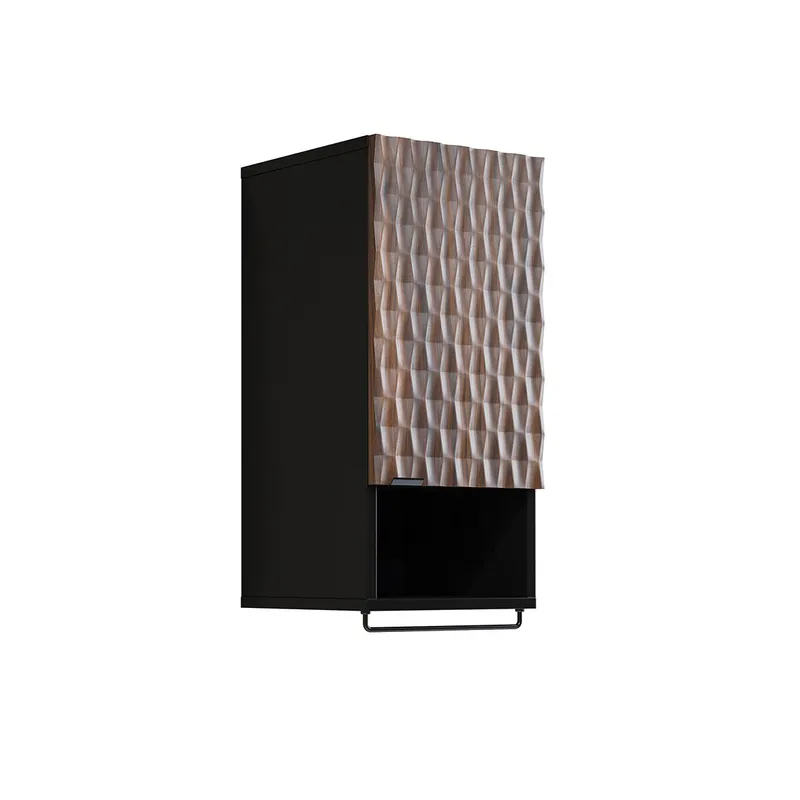 Armario de pared 1 puerta Nevia Madera y Negro - Baño