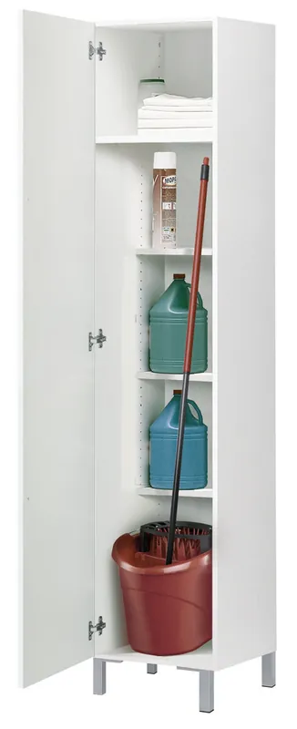 Buyqualia Armario escobero Multiusos estantes y una Puerta en Color Blanco Alto 188 / Ancho 42 / Fondo 35 - Muebles