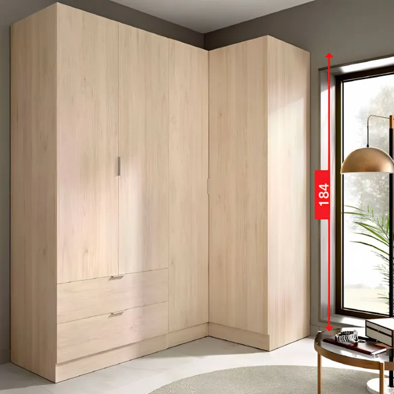 Armario esquinero Essen 2 módulos 4 puertas natural 184x174x91 cm - Muebles
