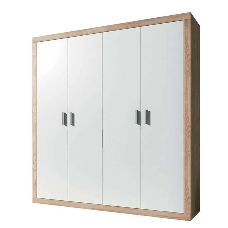 Armario Lara 4 puertas batientes blanco/cambria 208x196x50,2 cm - Muebles