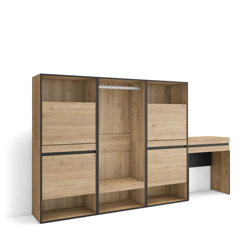 Zapatero | Armario zapatos botas | 250x145x35 cm | Dormitorio, habitación | Vestidor abierto | Tocador | Estilo Moderno | Blanco - Muebles