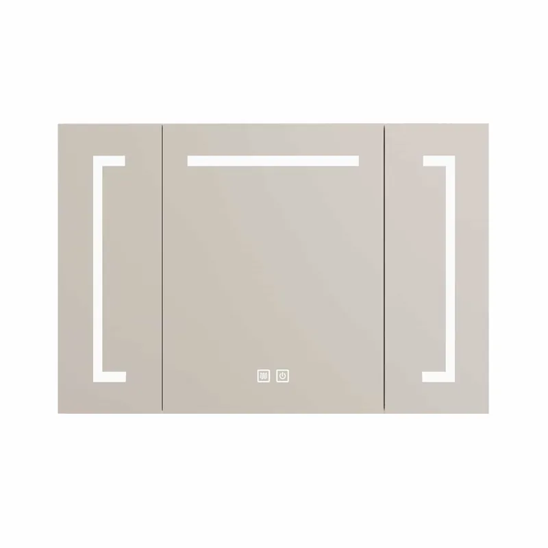 Armario espejo LED 90 cm - con almacenamiento, montaje en pared, multifuncional para baño salón y dormitorio - blanco