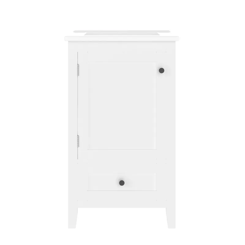 Armario de baño de pie 51x46x85 cm - Con lavabo, estante ajustable, cajón silencioso - Blanco