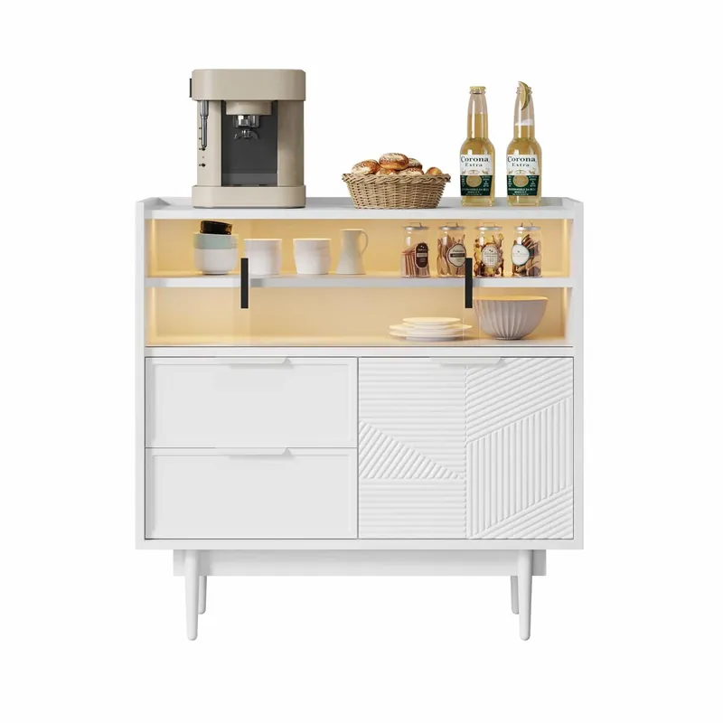 Armario de baño 80 cm - con tira de luz, puerta de cristal - blanco
