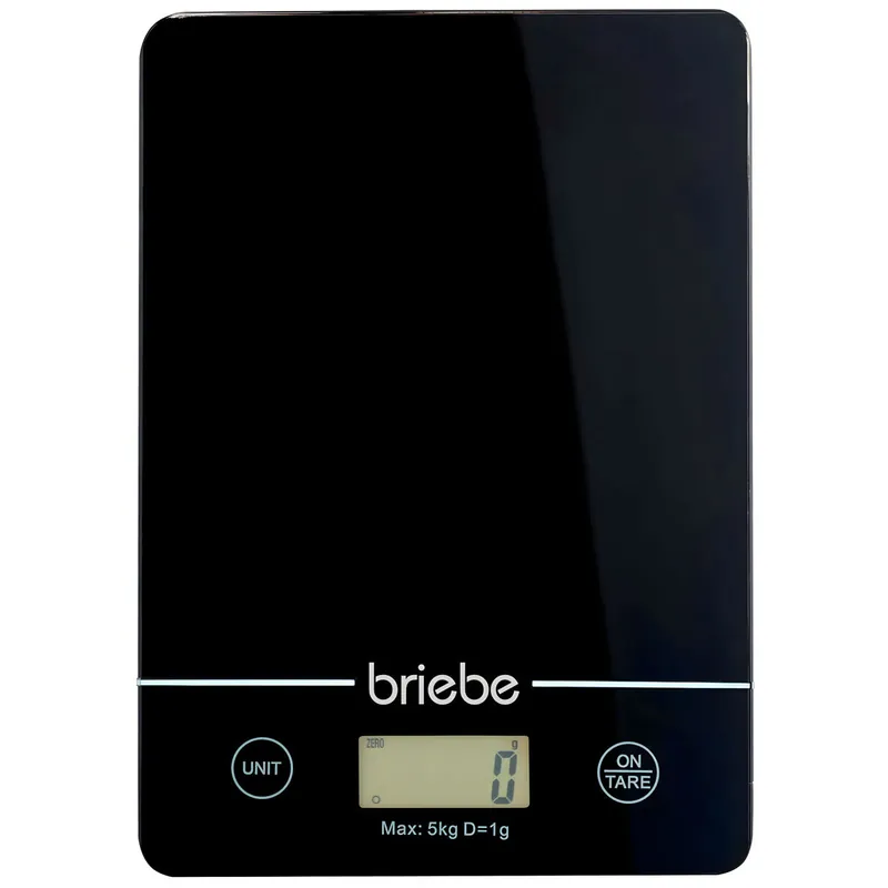 Briebe KW1163 Báscula Cocina Digital Balanza Alta Precisión, Peso Comida hasta 5Kg Graduación 1g Función Tara, , Negro - Electrodomésticos