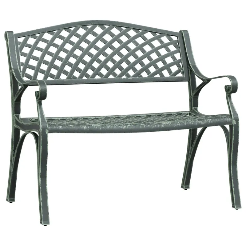 Banco de jardín Muebles de exterior para terraza terraza 102 x 50 x 83 cm aluminio fundido verde 02_0011148